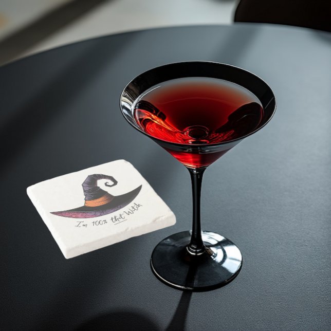 Dessous-de-verre En Pierre Je suis 100% cette sorcière (A special coaster for a special drink.)