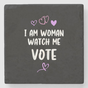 Dessous-de-verre En Pierre Je Suis Une Femme Qui Me Regarde Voter