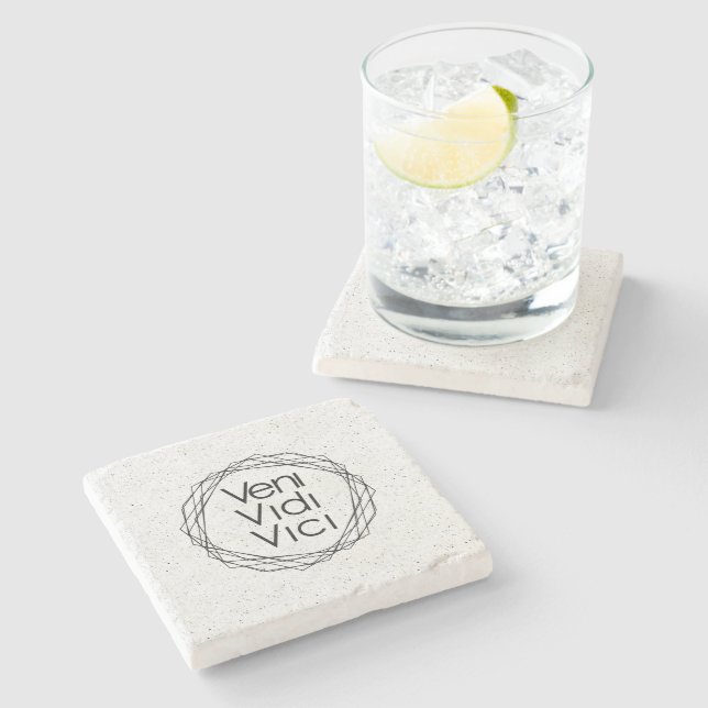 Dessous-de-verre En Pierre Je suis venu, j'ai vu, j'ai conquis "Veni, Vidi, (Côté)