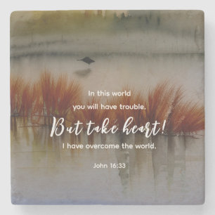 Dessous-de-verre En Pierre Jean 16:33 J'ai surmonté la Bible Verse Christian