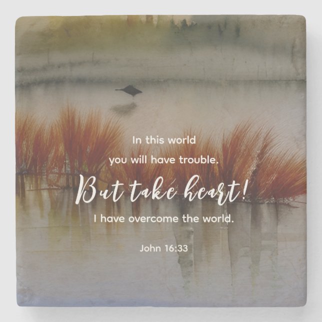 Dessous-de-verre En Pierre Jean 16:33 J'ai surmonté la Bible Verse Christian (Devant)