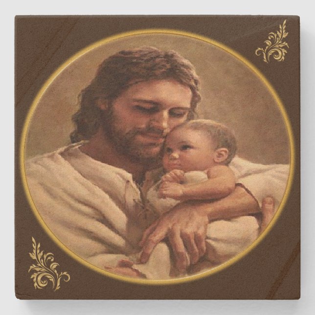 Dessous-de-verre En Pierre Jésus et enfant (Devant)