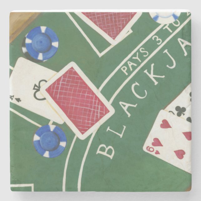 Dessous-de-verre En Pierre Jeu de Blackjack avec chips par Chariklia Zarris (Devant)