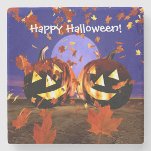 Dessous-de-verre En Pierre Jeu de citrouilles de Halloween