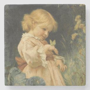Dessous-de-verre En Pierre Jeune fille au papillon jaune (de Frederick Morgan