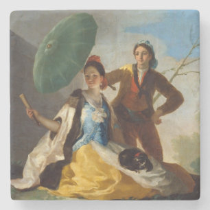 Dessous-de-verre En Pierre Jeune homme tenant un parasol pour une dame espagn