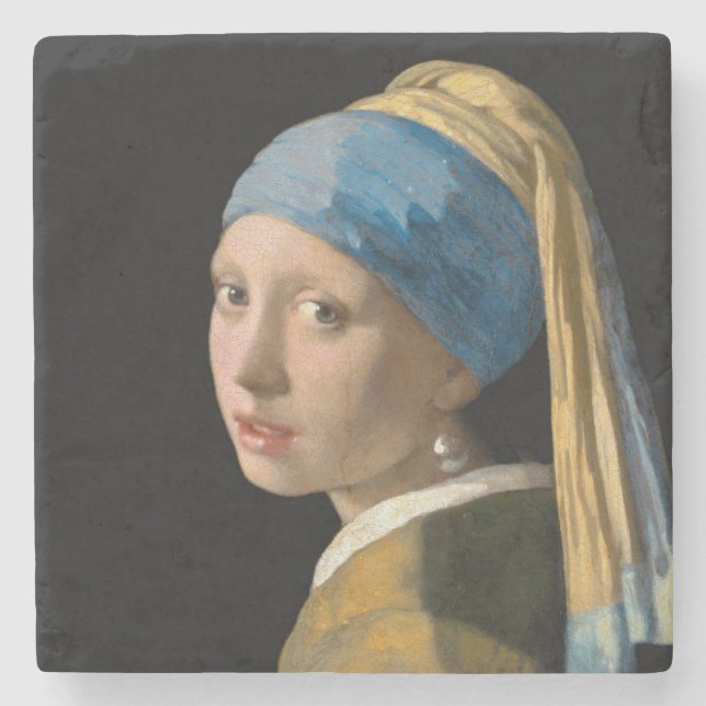 Dessous-de-verre En Pierre Johannes Vermeer - Fille avec une oreille perle (Devant)