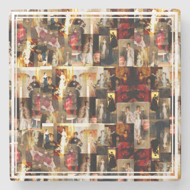 Dessous-de-verre En Pierre .John Singer Sargent Elegant Lady Portrait Collage (Devant)