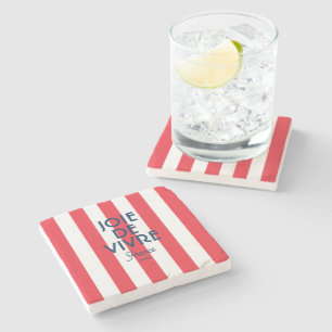 Dessous-de-verre En Pierre Joie De Vivre France Red Cabana Stripe Français