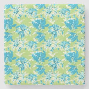 Dessous-de-verre En Pierre Joli bleu vert transparent lièvre floral