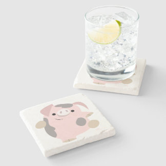 Dessous-de-verre En Pierre Joli caricature Danse Dessous de verre Pig Stone