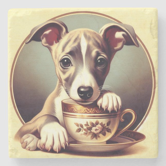 Dessous-de-verre En Pierre Joli chiot Whippet (Devant)
