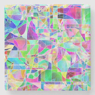 Dessous-de-verre En Pierre Joli design coloré de fragments géométriques abstr