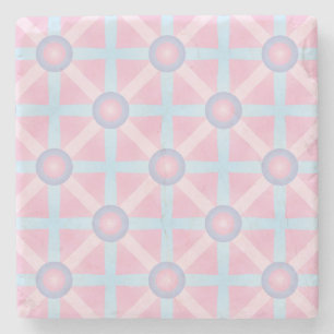 Dessous-de-verre En Pierre Joli motif rose, violet et bleu clair