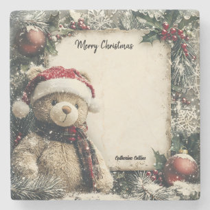 Dessous-de-verre En Pierre Joli Noël Teddy Bear Illustration Design