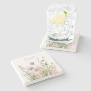 Dessous-de-verre En Pierre Joli Nom Floral Rose