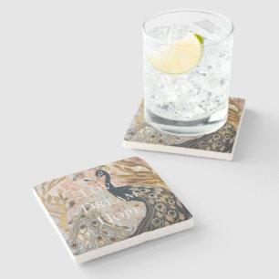 Dessous-de-verre En Pierre Joli Peacock Pink Gold Glam