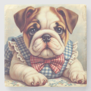 Dessous-de-verre En Pierre Joli Vintage anglais Bulldog Art