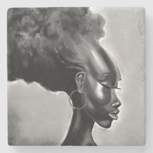 Dessous-de-verre En Pierre Jolie femme africaine Dessous de verre en pierre p