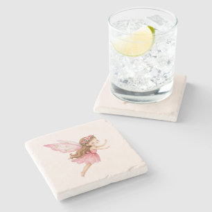 Dessous-de-verre En Pierre Jolie Fille Fée en Robe Rose