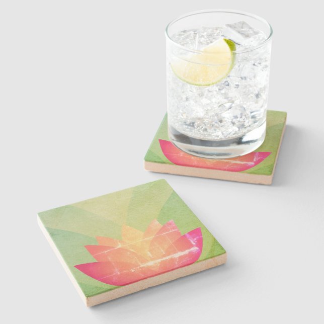 Dessous-de-verre En Pierre Jolie Fleur Lotus (Côté)