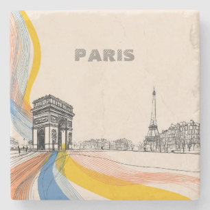 Dessous-de-verre En Pierre Jolie silhouette minimaliste de Paris