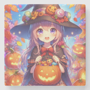 Dessous-de-verre En Pierre Jolie Sorcière d'Halloween Anime