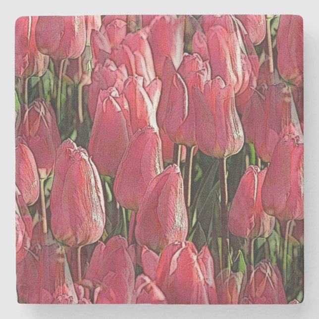 Dessous-de-verre En Pierre Jolie tulipe rose (Devant)