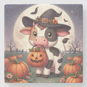 Dessous-de-verre En Pierre Jolie vache sorcière Halloween