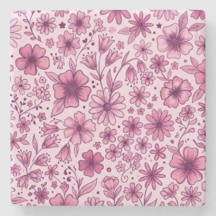 Dessous-de-verre En Pierre Jolies Fleurs Sauvages Roses Florales