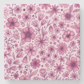Dessous-de-verre En Pierre Jolies Fleurs Sauvages Roses Florales