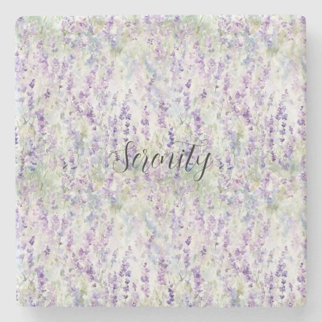 Dessous-de-verre En Pierre Jolies Fleurs Violettes (Devant)