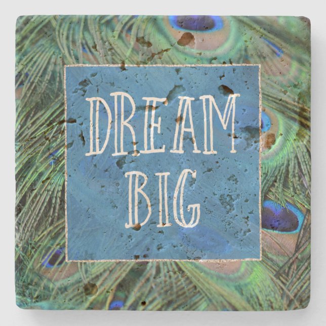 Dessous-de-verre En Pierre Jolies plumes de paon (Devant)