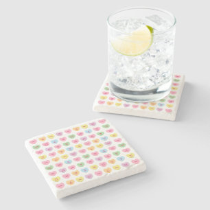 Dessous-de-verre En Pierre Jolis cœurs de bonbon de conversation personnalisé