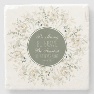 Dessous-de-verre En Pierre Joshua 1:9 Soyez forte couronne Fleur sauvage vert