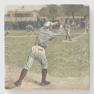 Dessous-de-verre En Pierre Joueur de baseball jeté à la seconde base
