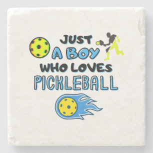 Dessous-de-verre En Pierre Joueur de Pickleball Drôle Juste Un Garçon Qui Aim