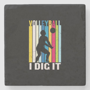 Dessous-de-verre En Pierre Joueur de volley-ball   Volleyball Je L'Ai Creusé