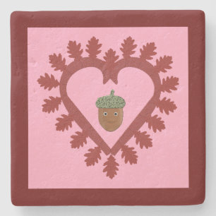 Dessous-de-verre En Pierre Jour de la Saint-Valentin Amour Coeur Gland