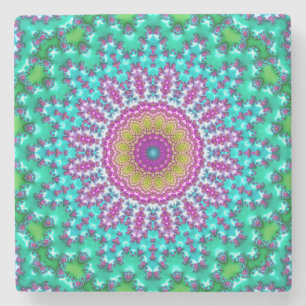 Dessous-de-verre En Pierre Joyau super Coloré Tone Boho Fractal Mandala