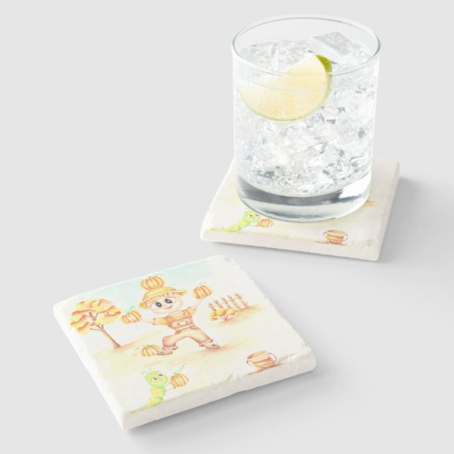 Dessous-de-verre En Pierre Joyeuse moisson petit gingembre garçon (Côté)