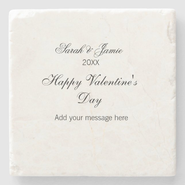 Dessous-de-verre En Pierre Joyeuse Saint-Valentin nom date message simple ele (Devant)