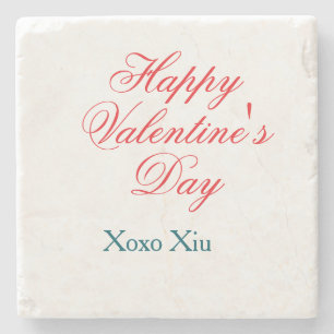Dessous-de-verre En Pierre Joyeuse Saint-Valentin rouge bleu xoxo amour nom 