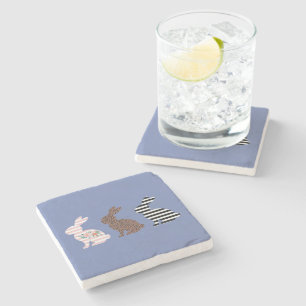 Dessous-de-verre En Pierre Joyeuses Pâques Léopard de Pâques Lapin Mignon