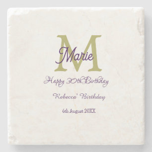 Dessous-de-verre En Pierre Joyeux 30e Anniversaire monogramme moderne goldena
