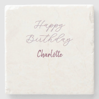 Dessous-de-verre En Pierre Joyeux Anniversaire maron bleu gris nom date paste
