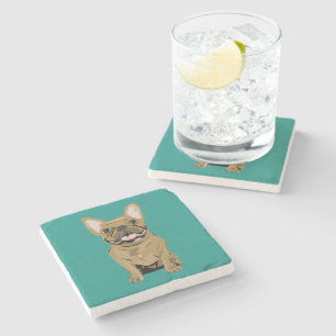 Dessous-de-verre En Pierre Joyeux anniversaire - Tan Bouledogue Français