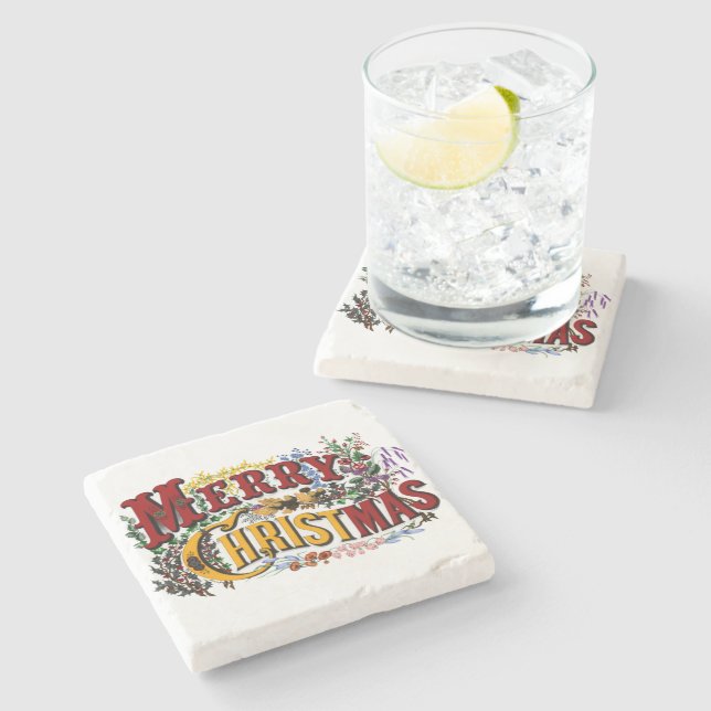 Dessous-de-verre En Pierre Joyeux Dessous de verre de Noël (Côté)