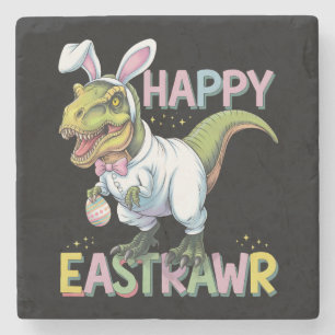 Dessous-de-verre En Pierre Joyeux Eastrawr T Rex Pâques Dinosaure Lapin Œuf