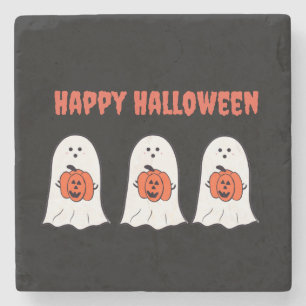 Dessous-de-verre En Pierre Joyeux Fantômes d'Halloween avec Jack-o-Lanterns